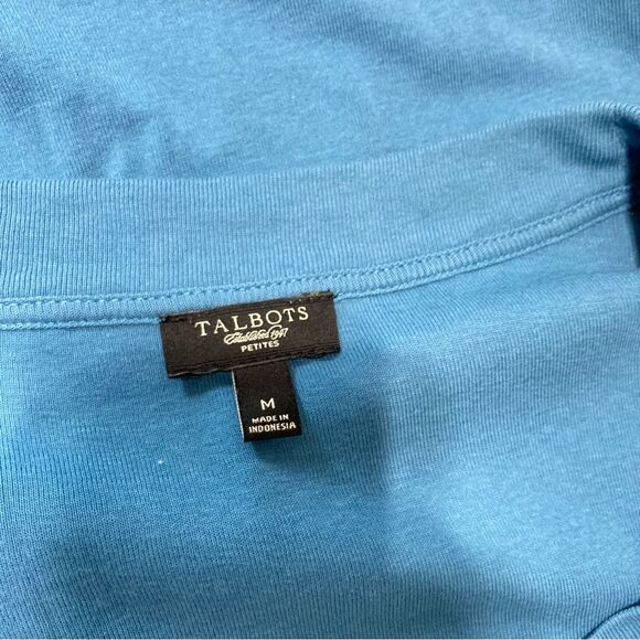 TALBOTS Beaded Jeweled Bling Neckline Lightweight Sweater Womens Medium Petite - Picture 8 of 9